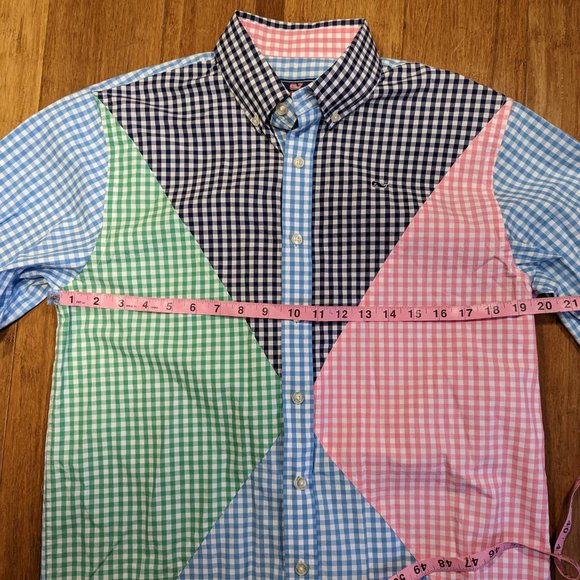 Vineyard Vines Whale Gingham Harbor Party Lights Button Down -Boys X… - Picture 9 of 12